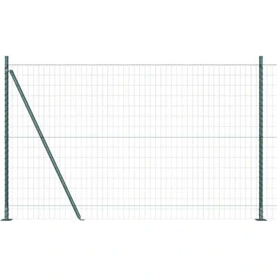 Image of vidaXL Euro Fence with 7 Flanged Posts 1.4x10 m Galvanised Steel
