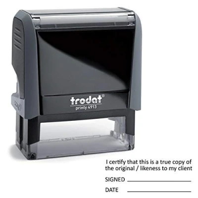 Image of I Certify That This is a True Copy of The Original / Likeness to My Client for Solicitors, Financial Advisors Stock Rubber Stamp