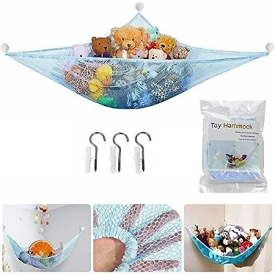 Image of Walgreen® Hammock for Extra Large Soft Toy Teddy Nursery Play Corner Mesh Storage Organizer Net Baby/Children&#039;s Bedroom Tidy Kids Wall Hanging Baby (Blue)