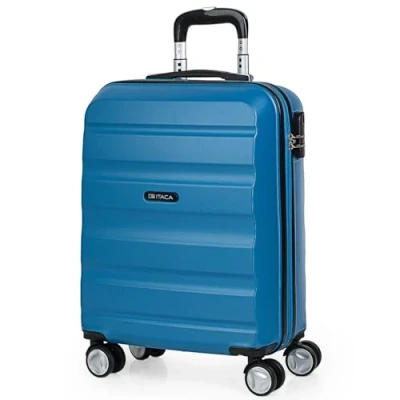Image of ITACA Rigid Cabin Suitcase Travel Small with Wheels ABS Hand Luggage Case Telescopic Handle Lightweight Carry on TSA Combination Lock i, Blue