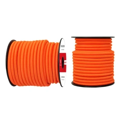 Image of Abma Cord Bungee 8mm 20M Elastic Shock 100% Stretch Rope for Tarpaulin, Trailer, Backpack, Tent Pole, Kayak Orange