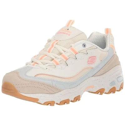 Image of Skechers Women&#039;s D&#039;Lites Bold Views, Natural Leather/Mesh/Multi Trim, 4.5 UK
