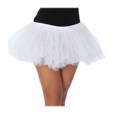 Image of Running Tutu Skirt Fancy Dress 1980s Hen Party Dance Extra Fluffy 5 Layers Plus Size (White)