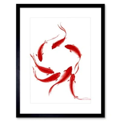 Image of Wee Blue Coo Koi Fish Painting Art Print Framed Poster Wall Decor 12x16 inch