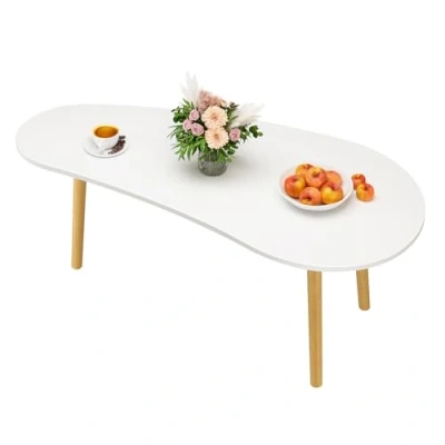 Image of Qiebenav Low Coffee Table,Solid Table Legs, Mid Century Modern Tables, Centre for Living Room, Tea Table, Side Department,Small Space 39.37&quot; x 19.69&quot; 16.14&quot;