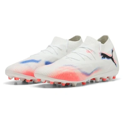Image of PUMA Unisex Future 8 Match MG Soccer Shoe, White Black Glowing RED, 6 UK