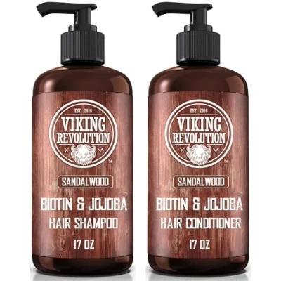 Image of Viking Revolution Mens Shampoo and Conditioner 2 x 500 ml Natural with Jojoba Oil Biotin Sandalwood Men