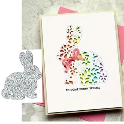 Image of Heart Animal Rabbit Flower Metal Die Cuts,Cute Hollow Cutting Dies Cut Stencils DIY Scrapbooking Decorative Embossing Paper Card Making