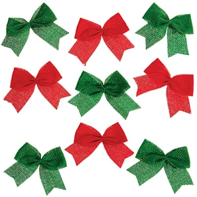 Image of Baker Ross FX348 Christmas Burlap Hessian Bows Pack of 24, Natural Craft Accessories, Jute Arts and Materials, Decorative Supplies