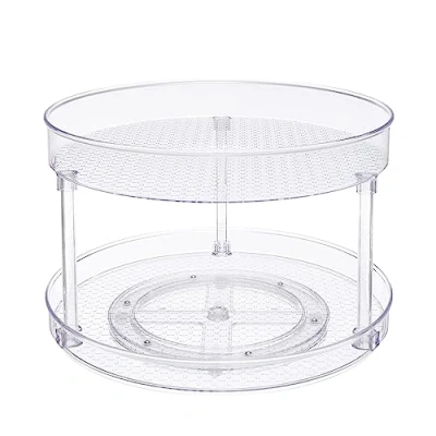 Image of Amazon Basics Clear 2 Tier Lazy Susan Turntable Organiser, 30.5 cm