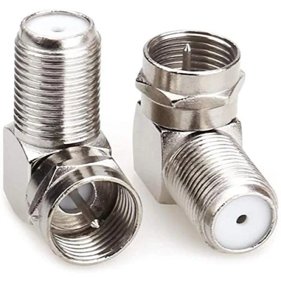 Image of Coaxial Connector, Right Angle TV Aerial F Type Adapters Screw On Male to Female Coupler 90 Degree Connector for Satellite SKY Virgin,Wall Mounted TVs, Cable Connection (Silver 2)