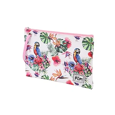 Image of Oh My Pop! Parrot Sunny Toiletry Bag, White, 29.5 x 20 cm