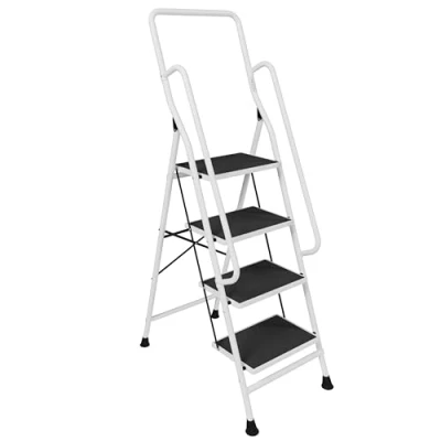 Image of Home Vida 4 Step Ladder with Safety Handrail Folding Kitchen Anti Slip Mat Safe Heavy Duty Steel