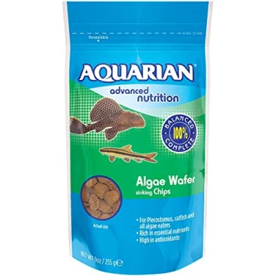 Image of AQUARIAN Complete Nutrition, Aquarium Algae Eater Fish Food, Sinking Wafers, 255g Bag