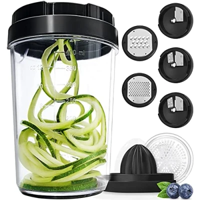 Image of Spiralizer for Vegetables Vegetable Slicer Zucchini Courgette Zoodles Noodles Spaghetti Maker Veggie Veg Carrot Cucumber Spiral Cutter Kitchen Tools &amp; Gadgets (8 in 1)