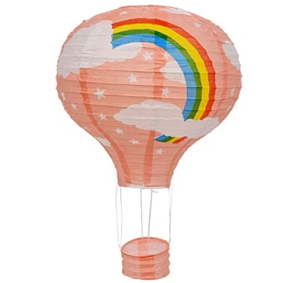 Image of 12inch Hot Balloon Paper Lantern Lampshade Ceiling Light Wedding, Pink Rainbow