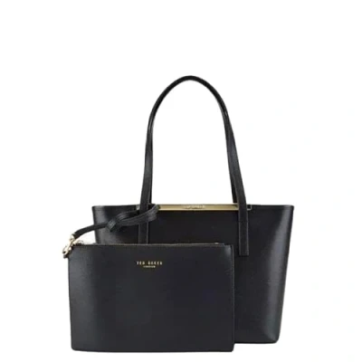 Image of Ted Baker London Womens Iyssy Leather Tote Shopper Shoulder Bag in Black