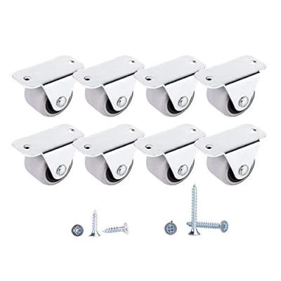 Image of Castors Caster Wheels, Pack of 8 30 mm Diameter, Metal, Rubber &amp; Plastic, Swivel, 40 kg Load Capacity, for Small Equipment Furniture, Includes Screws