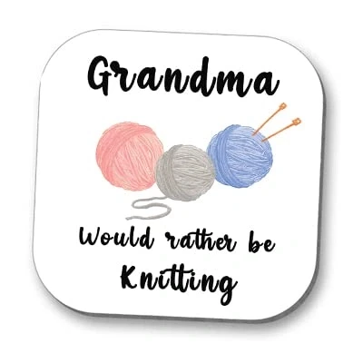 Image of Personalised Knitting Coaster Drinks Mat (Trio Of Balls) add a name