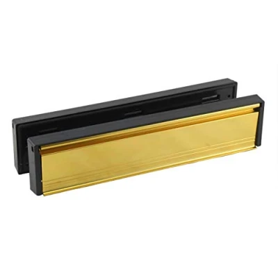 Image of 12&quot; 300mm Gold Brassed UPVC Timber Sleeve Telescopic Letter Plate Box Brush Draught Excluder