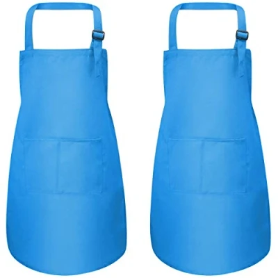 Image of 2 Pcs Blue Kids Apron with Pockets, Adjustable Children Chef Aprons for Boys Girls, Toddler Kitchen Cooking Garden Bib Aprons, Artist Baking Crafting Painting BBQ (7 13 Age)
