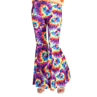 Image of (PKT) (9907385) Adult Ladies Rainbow Tie Dye Flares (UK 10 12)