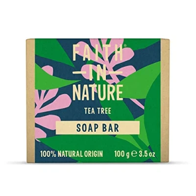 Image of Faith In Nature Natural Tea Tree Hand Soap Bar, Cleansing, Vegan &amp; Cruelty Free, No SLS or Parabens, 100g