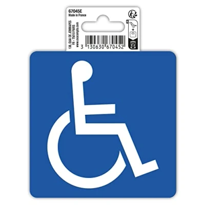 Image of Exacompta Ref. 67045E 1 adhesive pictogram reserved for the disabled In non slip treated PVC vinyl Glossy finish Dimensions: 10 x cm Colours: white on blue background