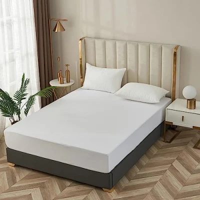 Image of Ray Bedding &amp; Linen 40cm Deep Super King Fitted Sheet 100% Egyptian Cotton 400 Thread Count Extra Bed Sheets Soft Breathable Hotel Quality Sheet, White