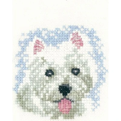 Image of Heritage LFWP1031 A 7x7cm Aida Westie Puppy (A) Counted Cross Stitch Kit