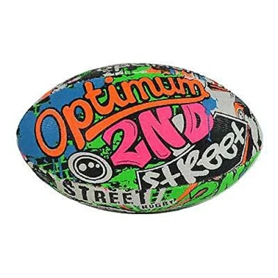 Image of Optimum Street II Men’s Rugby Ball Urban Play, Balanced &amp; Responsive, Accurate Handling Kicking, Top Performing Options With/Without Pump 2 Ply 410g Multicolour, Size 4