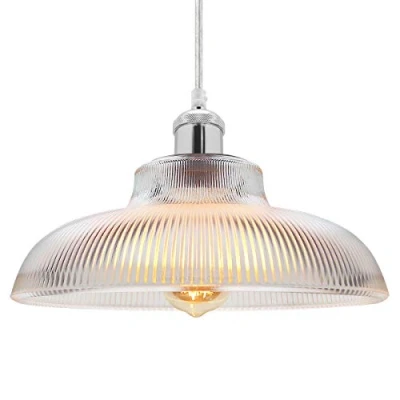 Image of Long Life Lamp Company Antique Silver Vintage Pendant Light Classic Retro Glass Ceiling Shade Bowl M0180