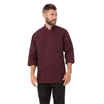 Image of Colour by Chef Works A936 XL 3/4 Sleeve Jacket, X Large, Merlot