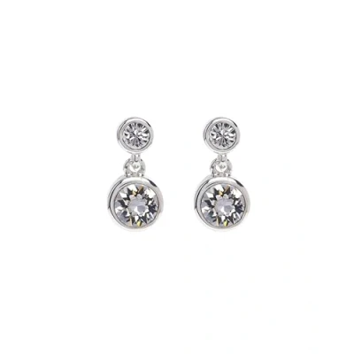 Image of Karen Millen Crystal Dot Drop Earrings For Women (Silver/Clear Crystal)