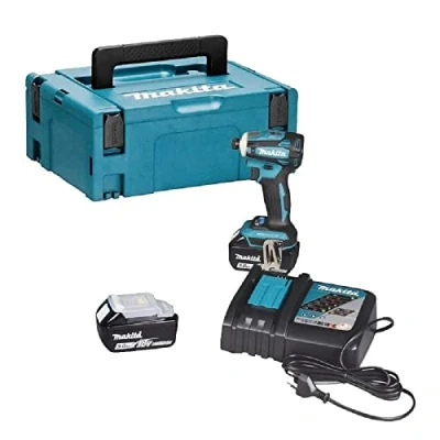 Image of Makita DTD172RTJ Cordless Impact Wrench 18 V / 5.0 Ah 2 Batteries + Charger in MAKPAC Petrol/Black