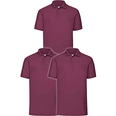 Image of Fruit of the Loom Men&#039;s 63 402 0 Polo Shirt, Burgundy, L (Pack 3)