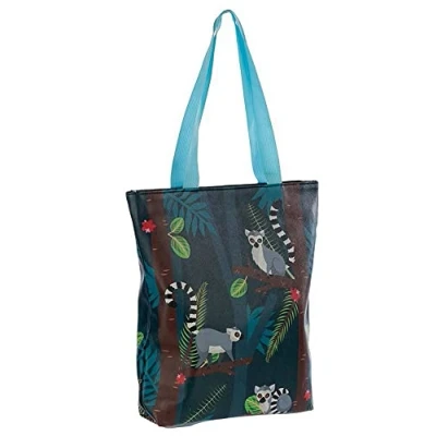 Image of Puckator Spirit of the Night Lemur Zip Up Reusable Tote Shoulder Shopping Bag, Height 37cm Width 31cm Depth 7cm