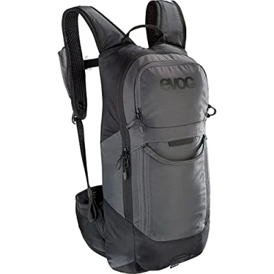 Image of EVOC FR LITE RACE 10 protector backpack ideal for enduro races (Size: M/L, very light, LITESHIELD back protector, SYSTEM AIR, tool compartment with access), Carbon Grey/Black