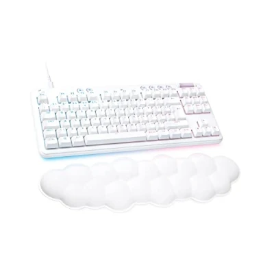 Image of Logitech G G713 Wired Mechanical Gaming Keyboard with LIGHTSYNC RGB Lighting, Tactile Switches (GX Brown) and Palm Rest, PC Mac Compatible White Mist