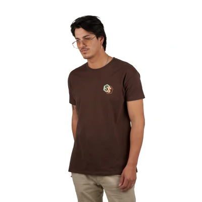 Image of Superb Mens Short sleeve round neck t shirt Born To Be SPRBCA 2202 man Brown Cotton Size Small