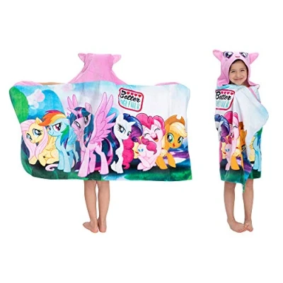 Image of Franco Kids Bath and Beach Soft Cotton Terry Hooded Towel Wrap, 24&quot; x 50&quot;, My Little Pony