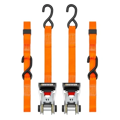 Image of SMARTSTRAPS 10’ RatchetX Premium Ratchet Tie Down Straps, 2 Pack 3,000lbs Break Strength, 1,000lbs Safe Work Load Heavy Duty Downs for Heavier Loads