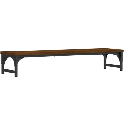 Image of vidaXL: Brown Oak Monitor Stand, Ergonomic Design with Storage Space Made of Engineered Wood, Adjustable Legs for Stability