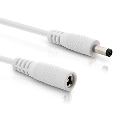 Image of InLine DC Extension Cable, Universal Power Supply Cable for LED Strips, Security Cameras, Printers, Routers, Switches and much more, Male/Female 5.5 x 2.5 mm, White, 2 m