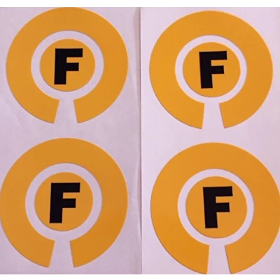 Image of Crown Green Lawn Indoor Bowls Adhesive Lettered Coloured Marker Labels Set of 4 (Yellow, F)