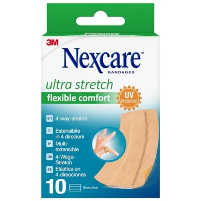 Image of Nexcare Ultra Strech Flexible Comfort Foam Plasters, 6 cm x 10 cm, per Pack Breathable and Waterproof Plasters for Minor Wounds, Scratches, First Aid Kits