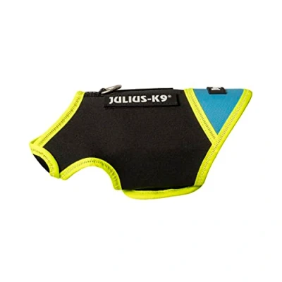 Image of Julius K9 IDC Neoprene Dog Jacket, Size: Baby 1, Black and Aquamarine