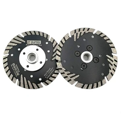 Image of DT DIATOOL Diamond Turbo Saw Blade with Slant Protection Teeth 2PCS 4.5 Inch / 115mm Cutting Disc M14 Thread for Concrete Tile Granite Marble Masonry