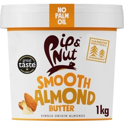 Image of Pip &amp; Nut Smooth Almond Butter (1kg) Natural Butter, No Palm Oil, Added Sugar, Hi Oleic Almonds, High in Unsaturated Fats, Gluten Free, Vegan, Dairy Free