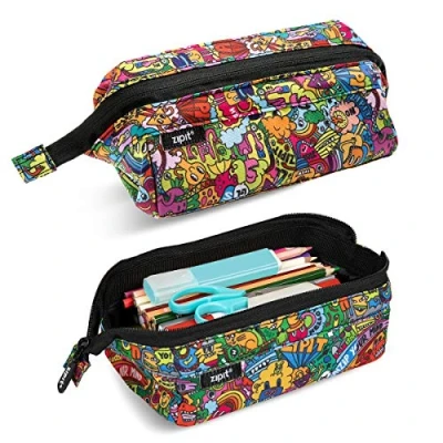Image of ZIPIT Lenny Pencil Case Large Capacity Pouch Bag for School, College and Office (Doodles)